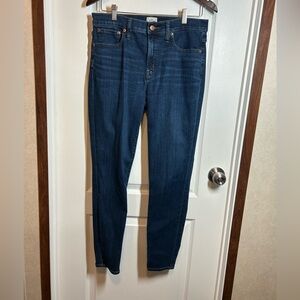 J. Crew 9” High Rise Toothpick Blue Women's Jeans - Size 30 EUC Dark Wash